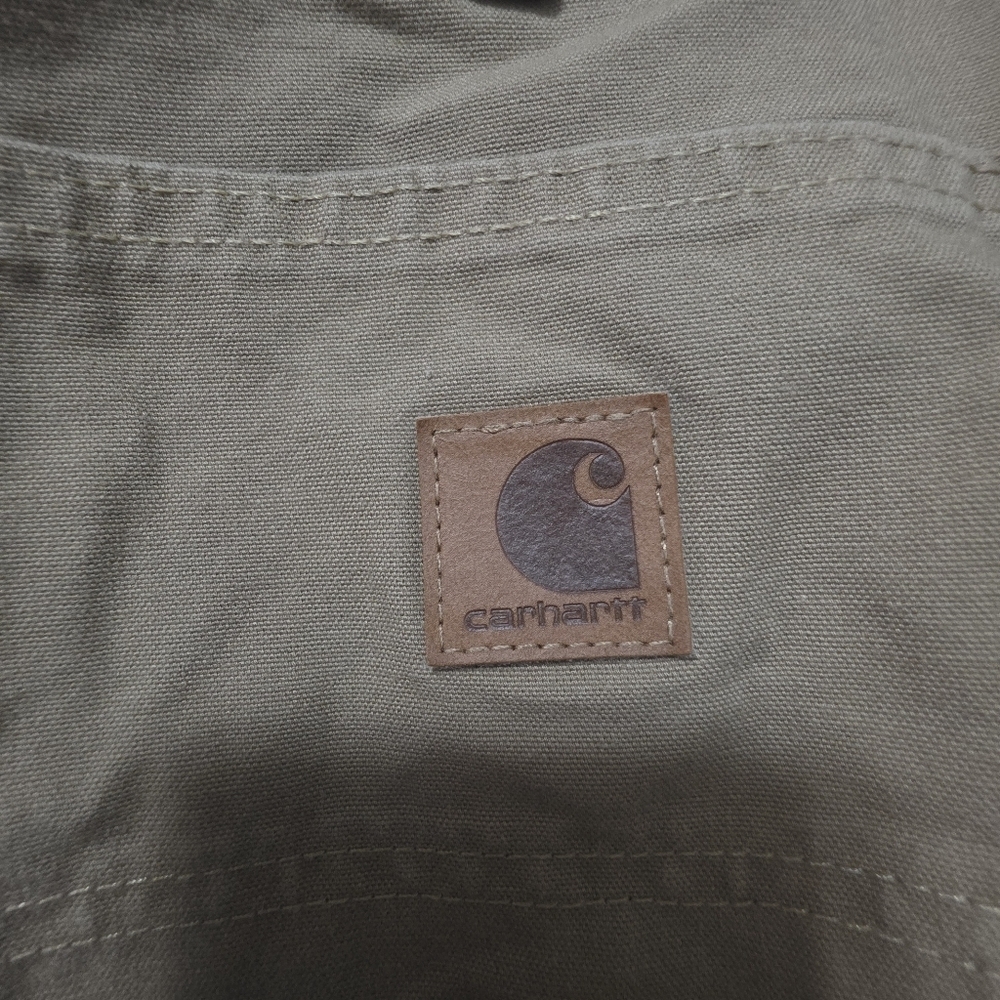 Carhartt Carpenter Dungaree Khaki Brown Workwear Pants Size 32/32 - Picture 4 of 9